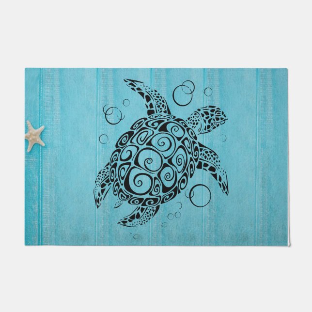 Paillasson Porte de tortue bleue, Maison côtière (Devant)