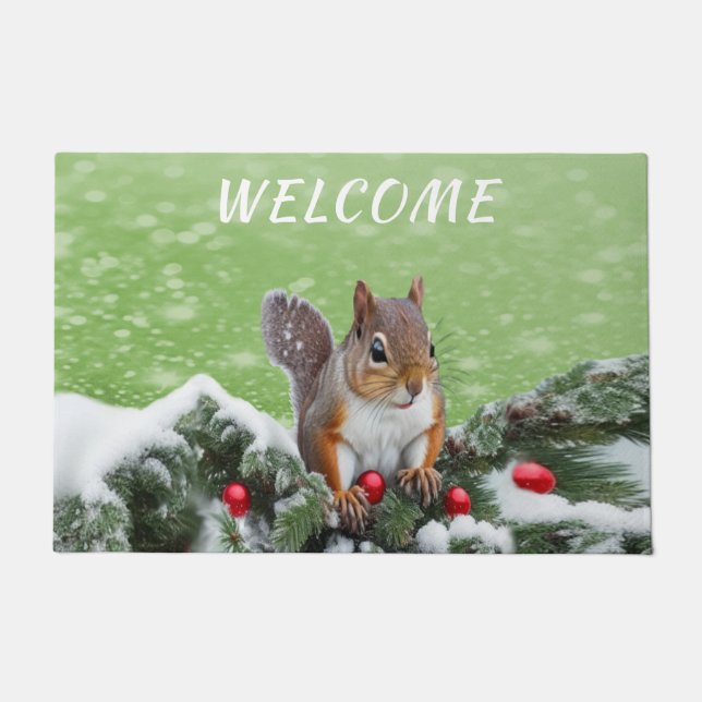 Paillasson Porte des fêtes de Noël d'écureuil (Devant)