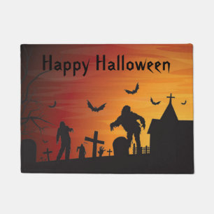 Paillasson Porte d'Halloween/Mat de bienvenue/Scène Éffrayant