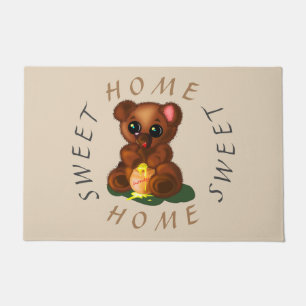 Paillasson Porte d'ours au miel mignonne avec texte