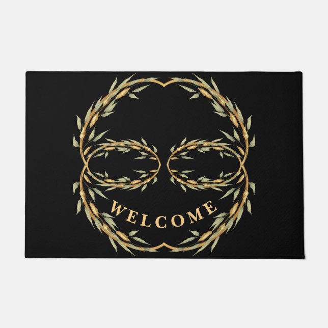 Paillasson Porte-Feuilles d'or noir (Devant)