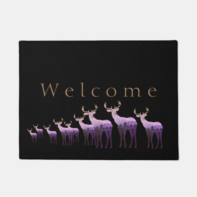 Paillasson Porte-mat Purple Cerf/Elk Bienvenue (Devant)