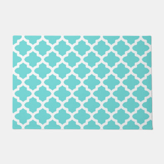 Paillasson Porte Motif blanc turquoise