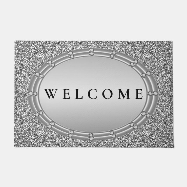 Paillasson Porte-Parties scintillant en argent (Devant)
