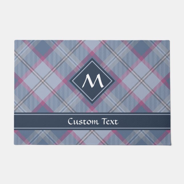 Paillasson Porte Pastel bleu et rose Tartan (Devant)