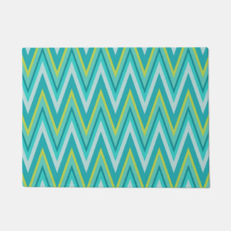 Paillasson Porte Turquoise Chevron