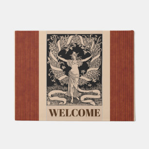 Paillasson Porte vintage en couronne de fleurs