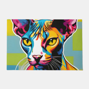 Paillasson Portrait Chat Sphynx Pop Art