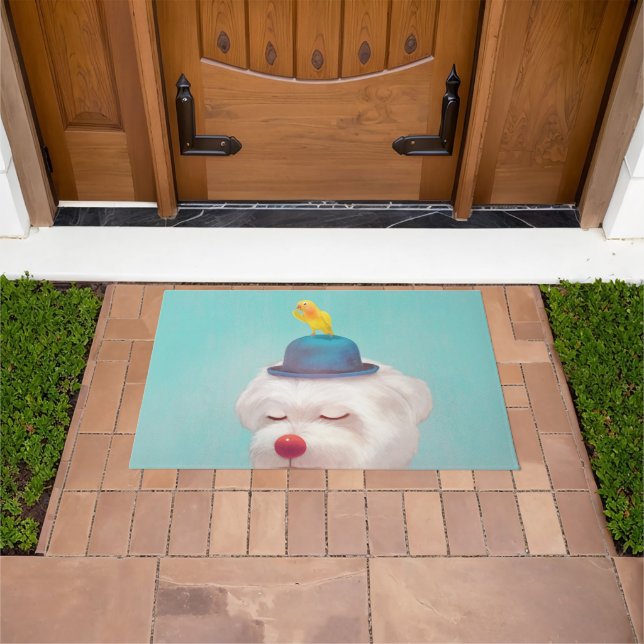 Paillasson Portrait de chien clown méditatif (De plein air)