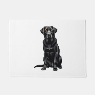 Paillasson Portrait Illustré de Chien Labrador Retriever Noir