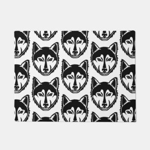 Paillasson Portrait noir et blanc Husky Lino Motif coupe