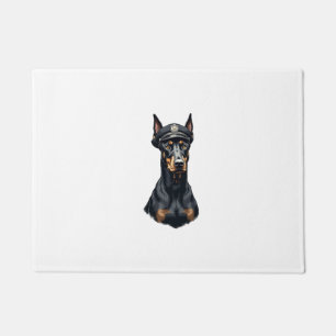 Paillasson Portrait vintage de Doberman de la police en noir