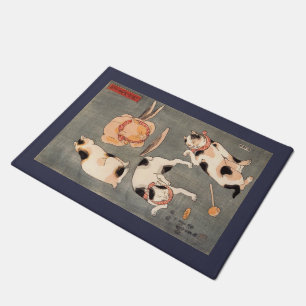 Paillasson Poses japonaises vintages d'art de chat de