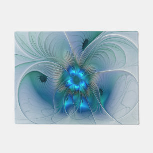 Paillasson Position, Abstrait bleu turquoise fractal