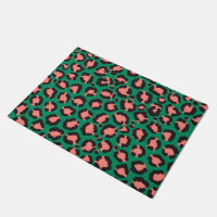 Poster de animal Léopard vert rose corail moderne