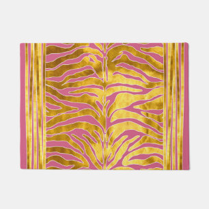 Paillasson Poster de animal, rayures de tigre en or, blush, b