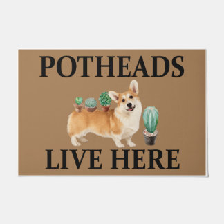 Paillasson Potheures Vivent Ici, Chien Cadeau Adulte Corgi
