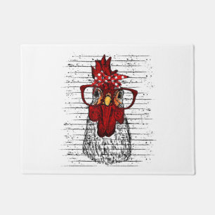 Paillasson Poulet avec bandeau de bandana et lunettes mignonn