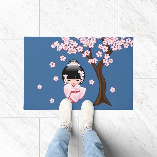 Paillasson Poupée blanche Kimono Kokeshi - mignonne Geisha Gi (Intérieur)