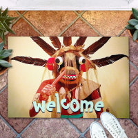 Poupée Kachina Bois Visage Drôle Typographie de Bi