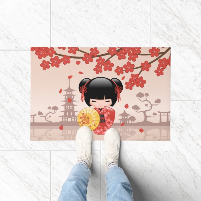 Paillasson Poupée rouge Sakura Kokeshi - Geisha japonais (Intérieur)