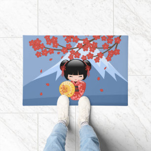 Paillasson Poupée rouge Sakura Kokeshi - mignonne Geisha Girl