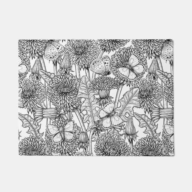 Paillasson Pré Dandelion en noir et blanc (Devant)