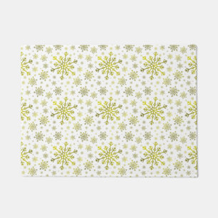 Paillasson Pretty Gold Noël Snowflakes sur Winter White