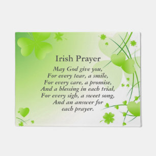 Paillasson Prière irlandaise Coeurs verts et Shamrocks