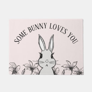 Paillasson Printemps Floral Lapin Rose
