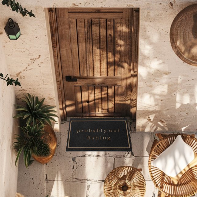 Paillasson Probablement dehors Pêche drôle Personnalisé Black (Créateur téléchargé)