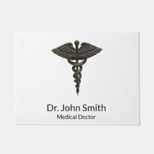 Paillasson Professionnel Simple Médicale Caduceus Noir Blanc