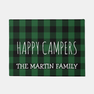 Paillasson Profondément satisfaits verts rustiques du plaid  