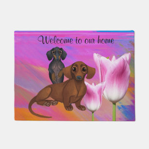 Paillasson Purple Dachshund Springtime Porte Mat