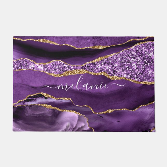 Paillasson Purple Gold Parties scintillant Sparkly Nom person (Devant)