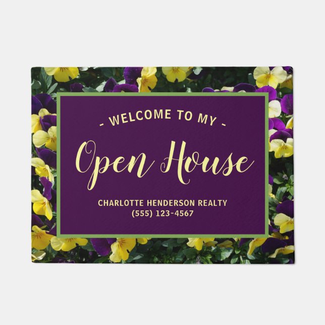 Paillasson Purple Pansy Flower Immobilier Open House Doormat (Devant)