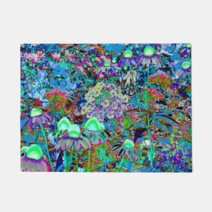 Paillasson Purple psychédélique et fleurs de jardin vert citr