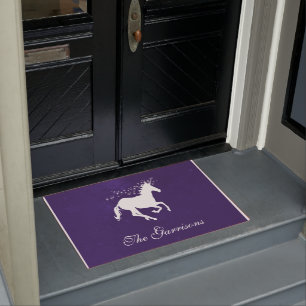Paillasson Purple Unicorne Personnalisé Porte mat