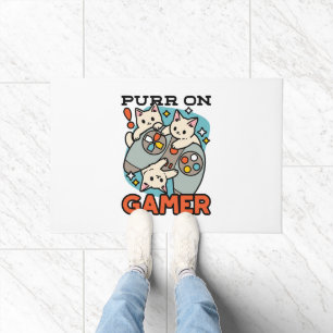 Paillasson Purr On Gamer - Conception De Jeu De Chat Cute