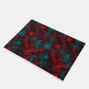 Paillasson Quadriculados riscados cor vermelho e azul claro.