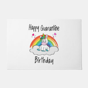 Paillasson Quarantine Anniversaire Unicorn arc-en-ciel
