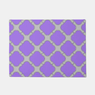 Paillasson Quatrefoil violet et gris