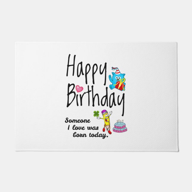 Paillasson Quelqu'un que j'aime est né aujourd'hui. Voeux d'a (Devant)