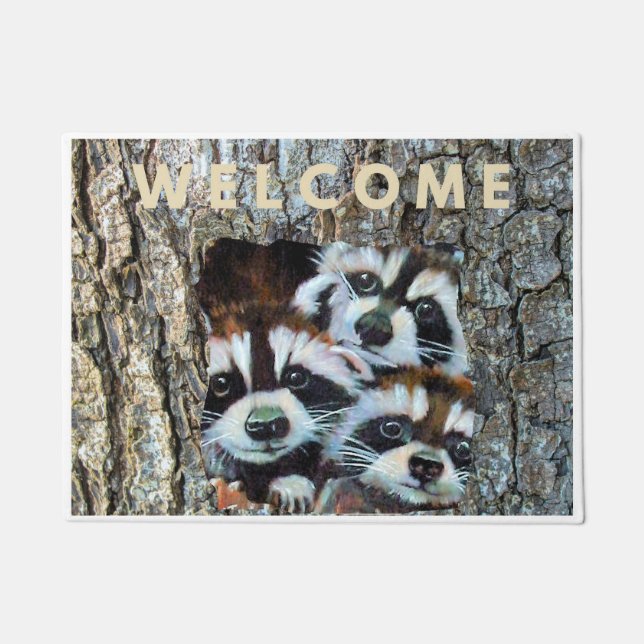 Paillasson Raccoon WELCOME Welcome Mat (Devant)