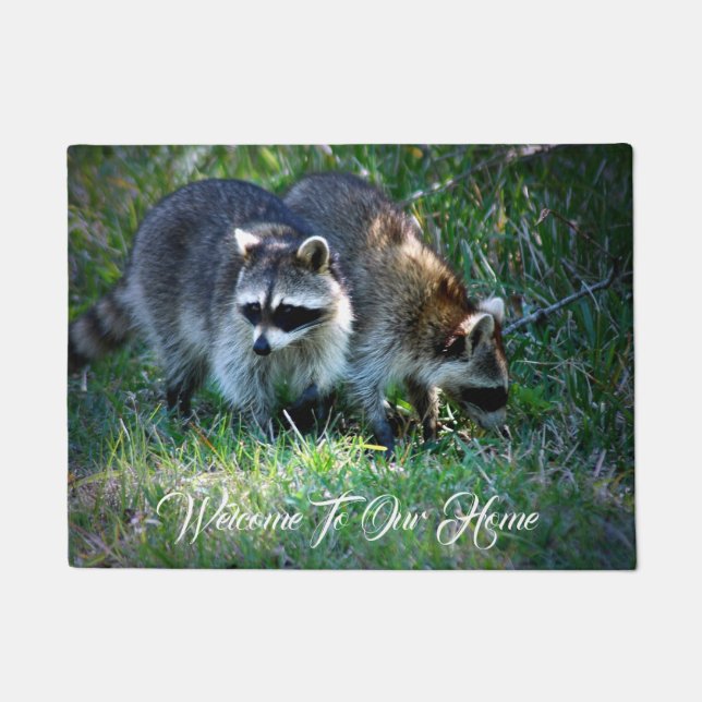 Paillasson Raccoons photo sur (Devant)