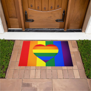 Paillasson Rainbow Heart & Pride Rainbow Flag / communauté LG