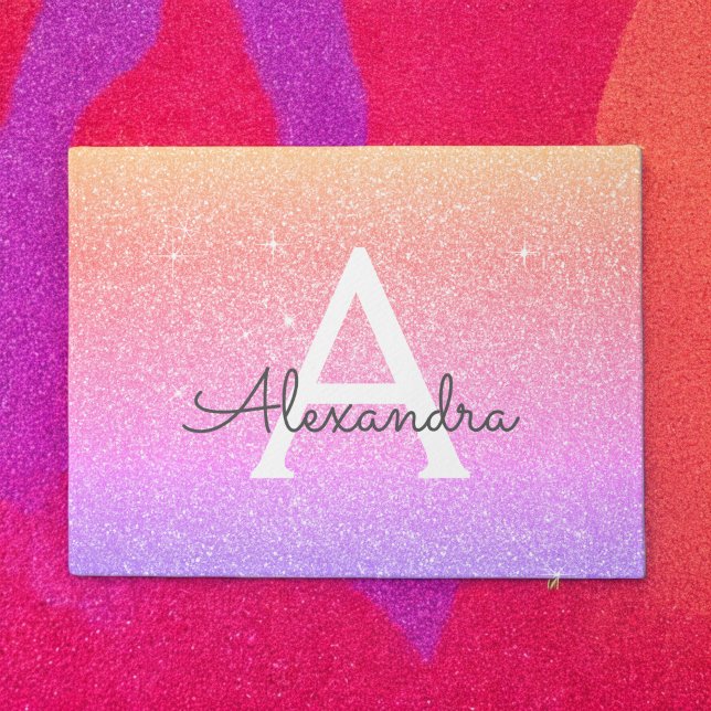 Paillasson Rainbow Sparkle Glitter Monogram (Créateur téléchargé)
