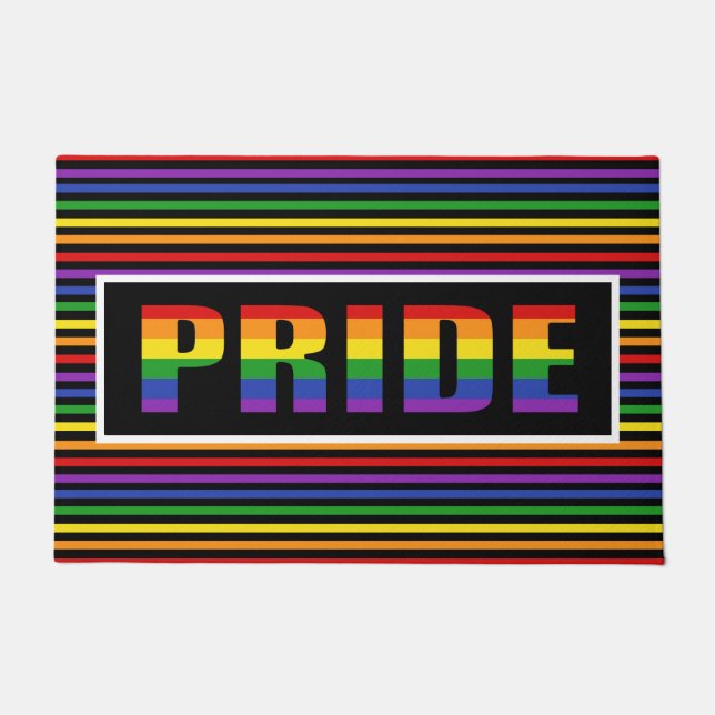 Paillasson Rainbow Stripes Pride LGBT Door Mat (Devant)