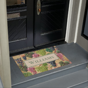 Paillasson Raisins de vin vintages Nom personnalisé Porte