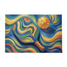 Raquette et balle de pickleball colorées